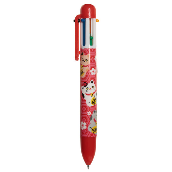 Fun Lucky Cat Maneki Neko Multi Colour Pen (6 Colours) STA247 by Puckator