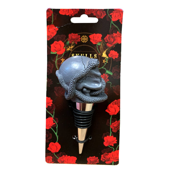 Novelty Bottle Stopper - Skulls and Roses Skull and Snake STOP02-0