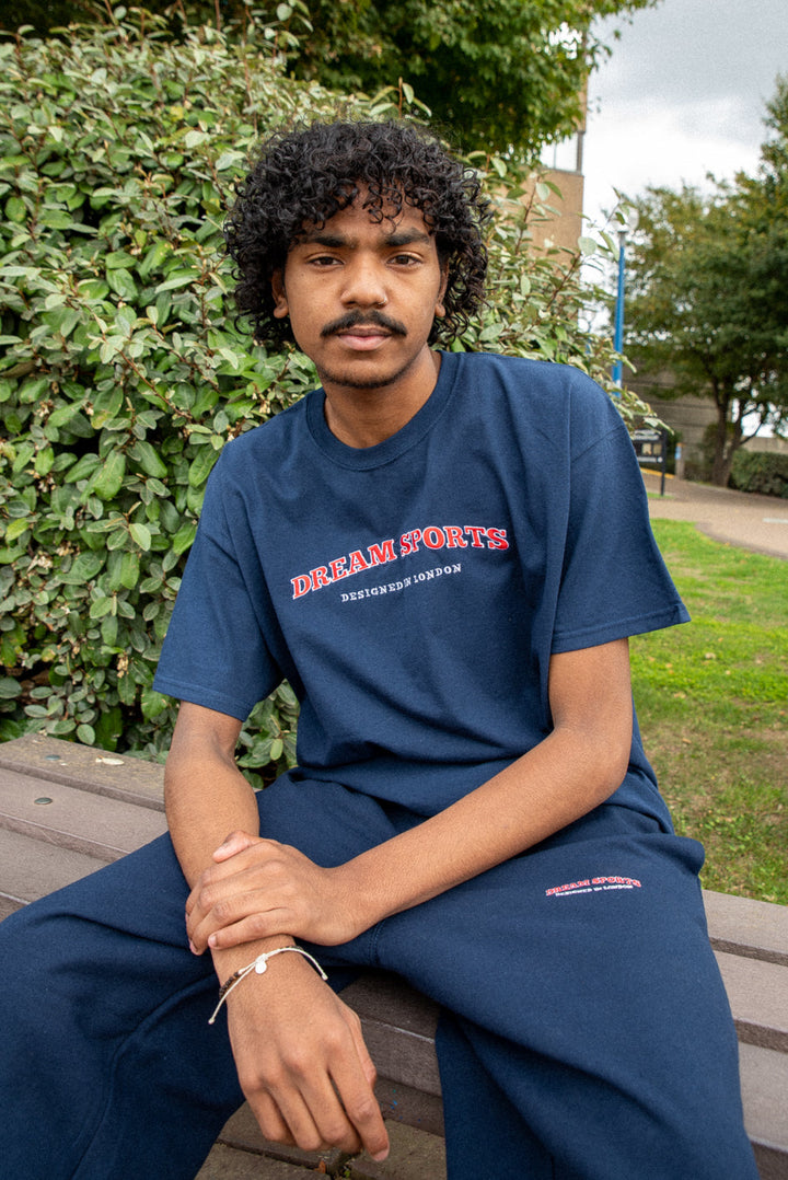 T-Shirt in Navy With Dream Sports Embroidery by Dreambutdonotsleep