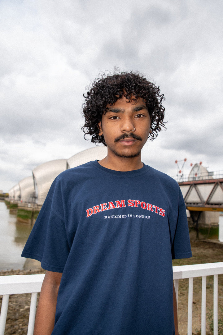 T-Shirt in Navy With Dream Sports Embroidery by Dreambutdonotsleep