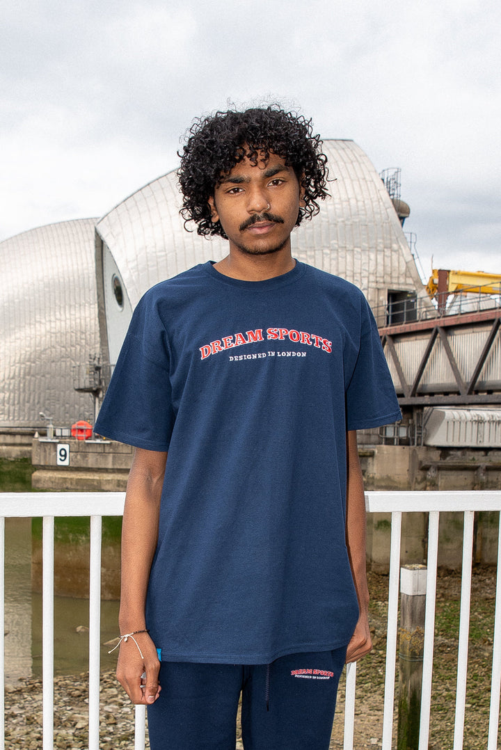 T-Shirt in Navy With Dream Sports Embroidery by Dreambutdonotsleep