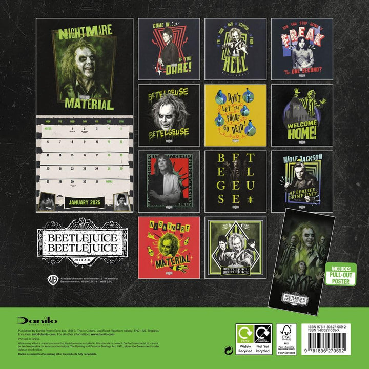 Beetlejuice 2 The Movie Square Calendar 2025 by Entertainment>Movies>Beetlejuice