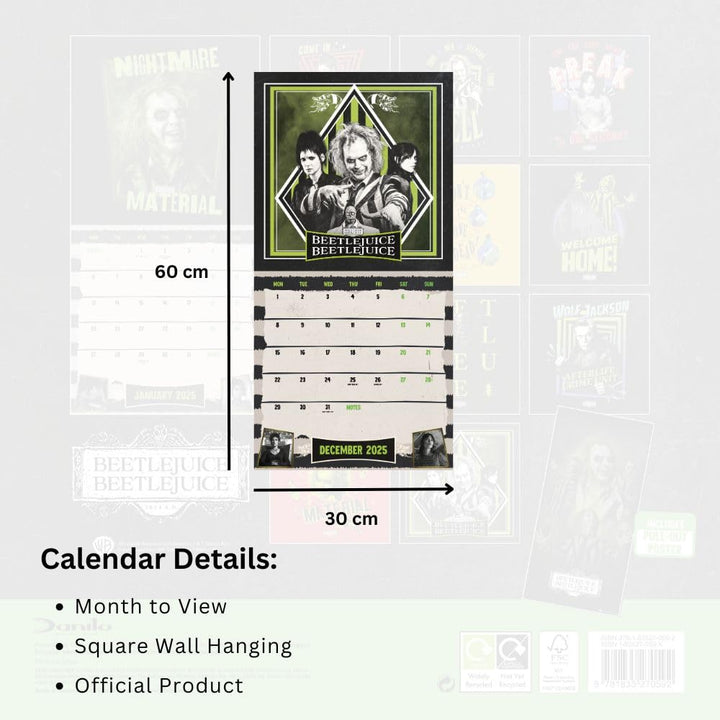 Beetlejuice 2 The Movie Square Calendar 2025 by Entertainment>Movies>Beetlejuice