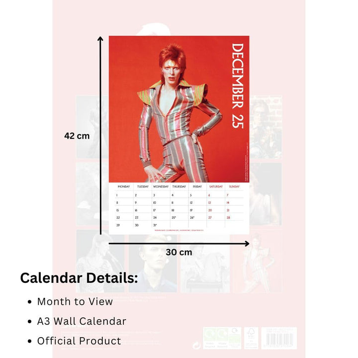 David Bowie A3 Calendar 2025 by Entertainment>Music>David Bowie