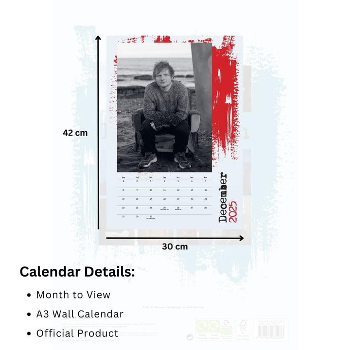 Ed Sheeran A3 Calendar 2025 by Entertainment>Music>Ed Sheeran