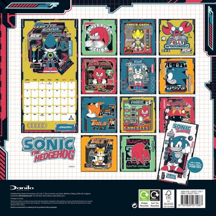 Sonic The Hedgehog Square Calendar 2025 by Entertainment>Gaming>Sonic The Hedgehog