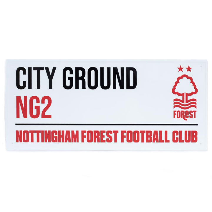 Nottingham Forest FC White Street Sign by Football>Premier League>Nottingham Forest FC