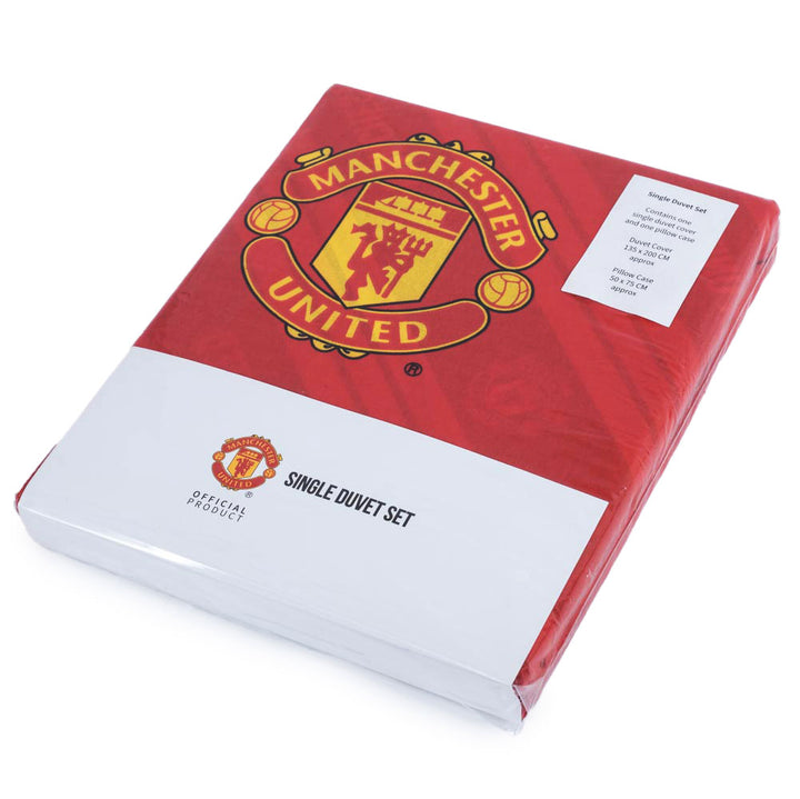 Manchester United FC Core Stripe Single Duvet Set by Football>Premier League>Manchester United FC