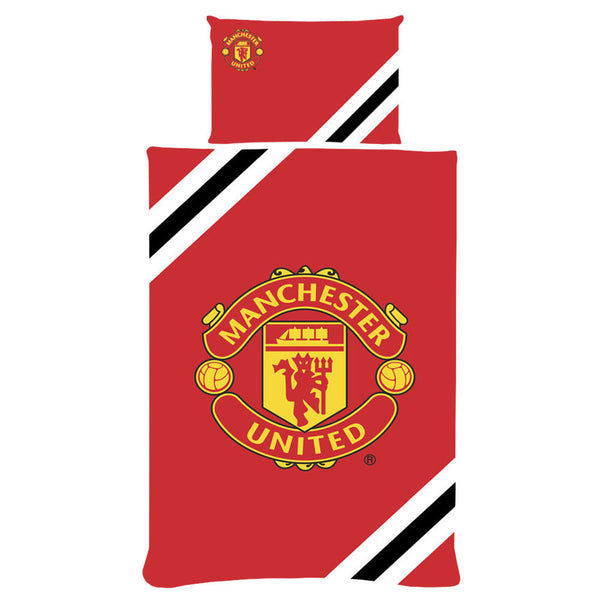 Manchester United FC Core Stripe Single Duvet Set by Football>Premier League>Manchester United FC