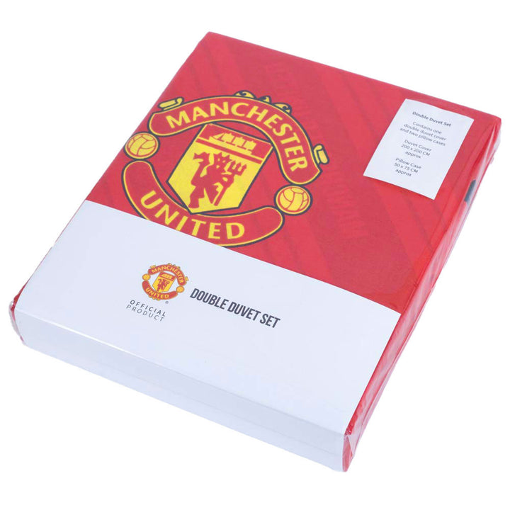 Manchester United FC Core Stripe Double Duvet Set by Football>Premier League>Manchester United FC