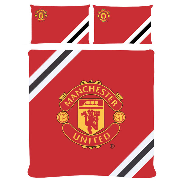 Manchester United FC Core Stripe Double Duvet Set by Football>Premier League>Manchester United FC