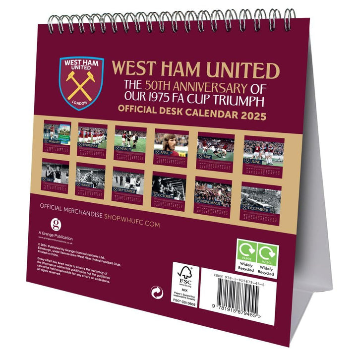 West Ham United FC Desktop Calendar 2025 by Football>Premier League>West Ham United FC