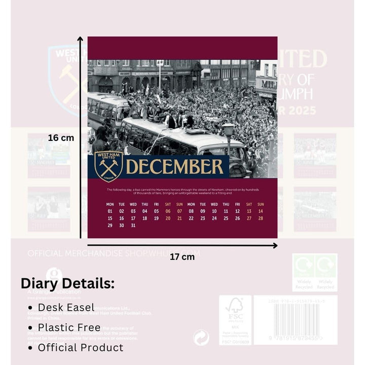 West Ham United FC Desktop Calendar 2025 by Football>Premier League>West Ham United FC