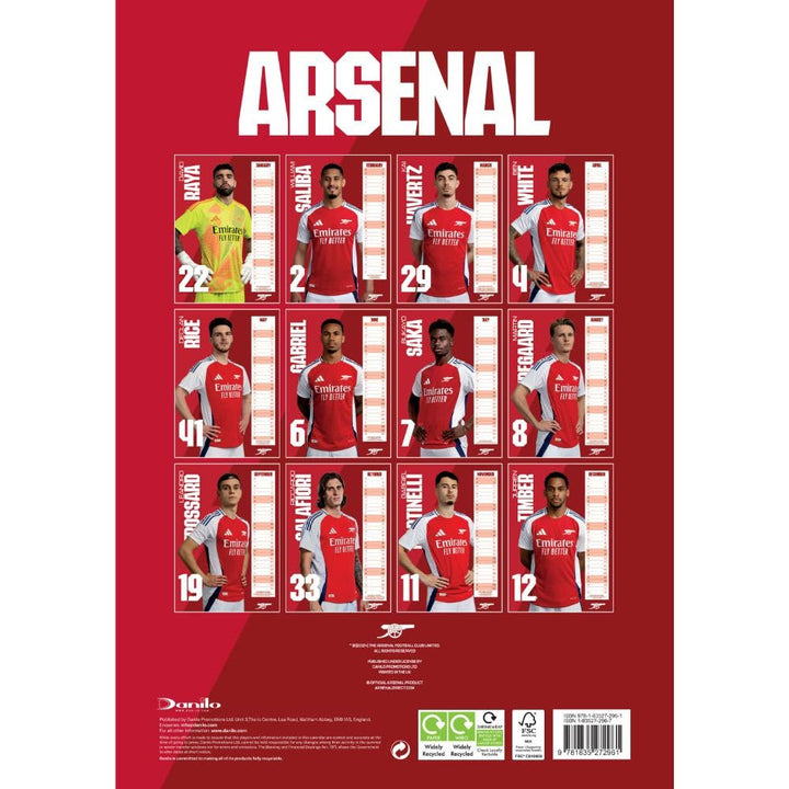 Arsenal FC A3 Calendar 2025 by Football>Premier League>Arsenal FC