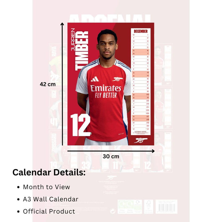 Arsenal FC A3 Calendar 2025 by Football>Premier League>Arsenal FC