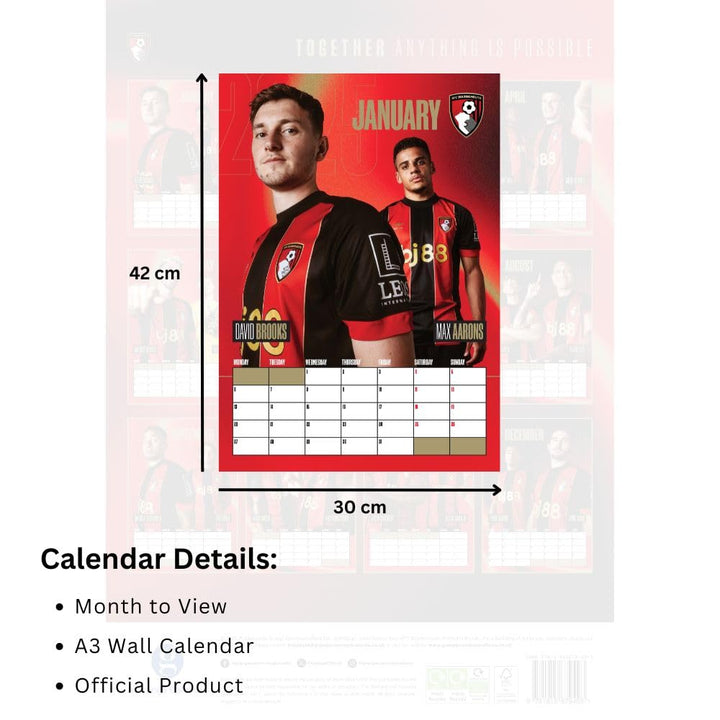 Bournemouth AFC A3 Calendar 2025 by Football>Premier League>AFC Bournemouth