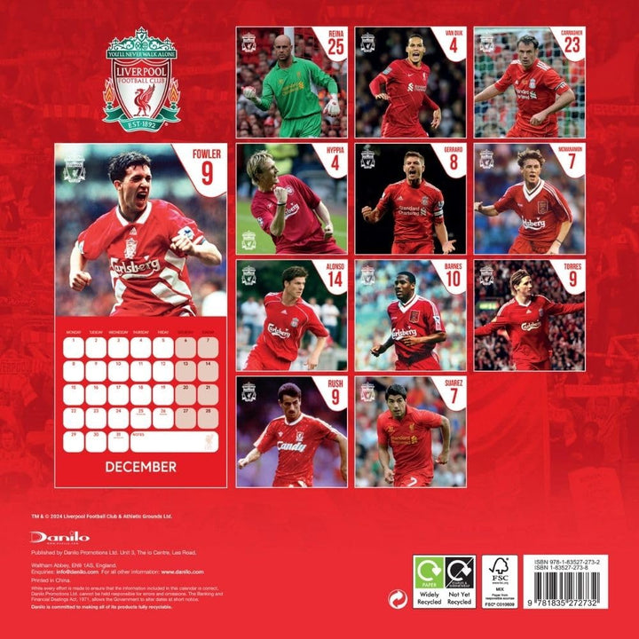 Liverpool FC Legends Square Calendar 2025 by Football>Premier League>Liverpool FC