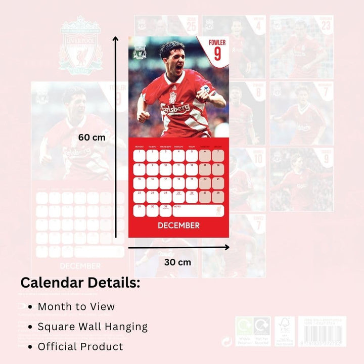 Liverpool FC Legends Square Calendar 2025 by Football>Premier League>Liverpool FC