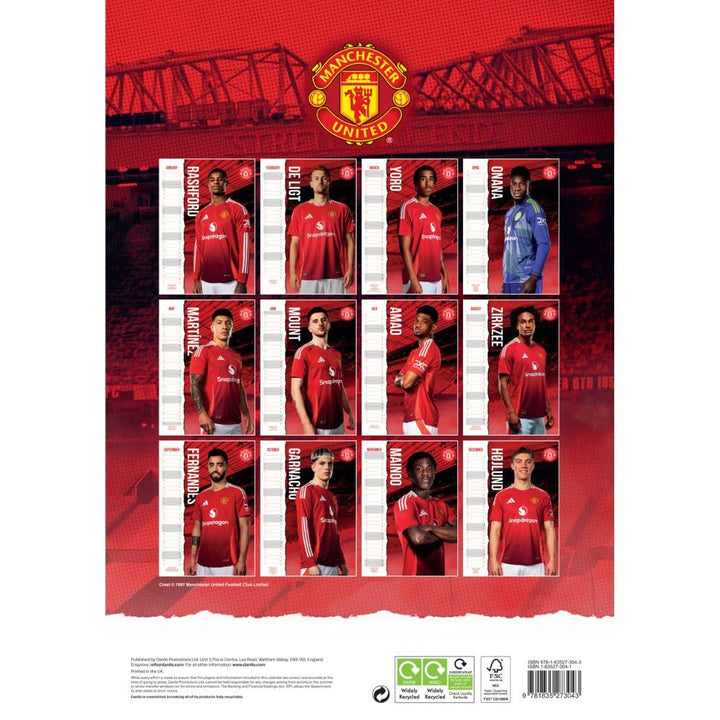 Manchester United FC A3 Calendar 2025 by Football>Premier League>Manchester United FC