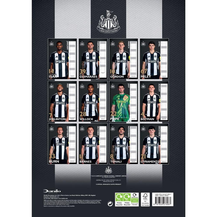 Newcastle United FC A3 Calendar 2025 by Football>Premier League>Newcastle United FC