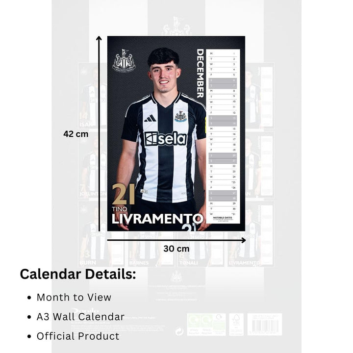 Newcastle United FC A3 Calendar 2025 by Football>Premier League>Newcastle United FC