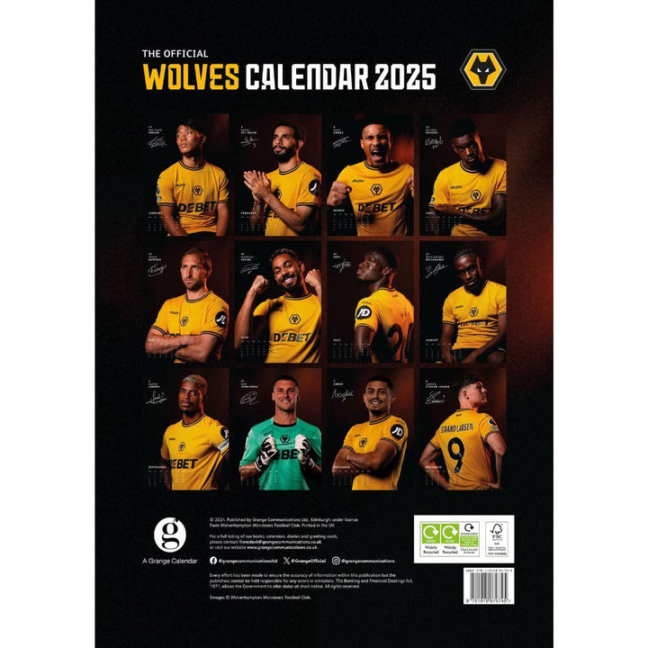 Wolverhampton Wanderers FC A3 Calendar 2025 by Football>Premier League>Wolverhampton Wanderers FC