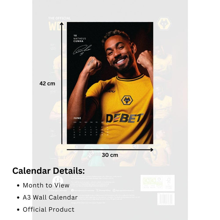 Wolverhampton Wanderers FC A3 Calendar 2025 by Football>Premier League>Wolverhampton Wanderers FC