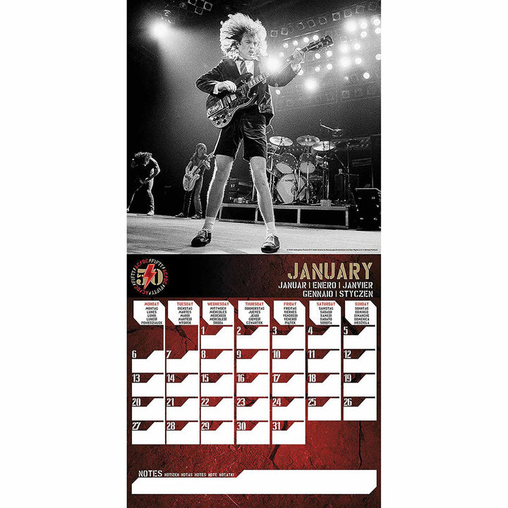 AC/DC Square Calendar 2025 by Entertainment>Music>AC/DC|Entertainment>Music>Taylor Swift