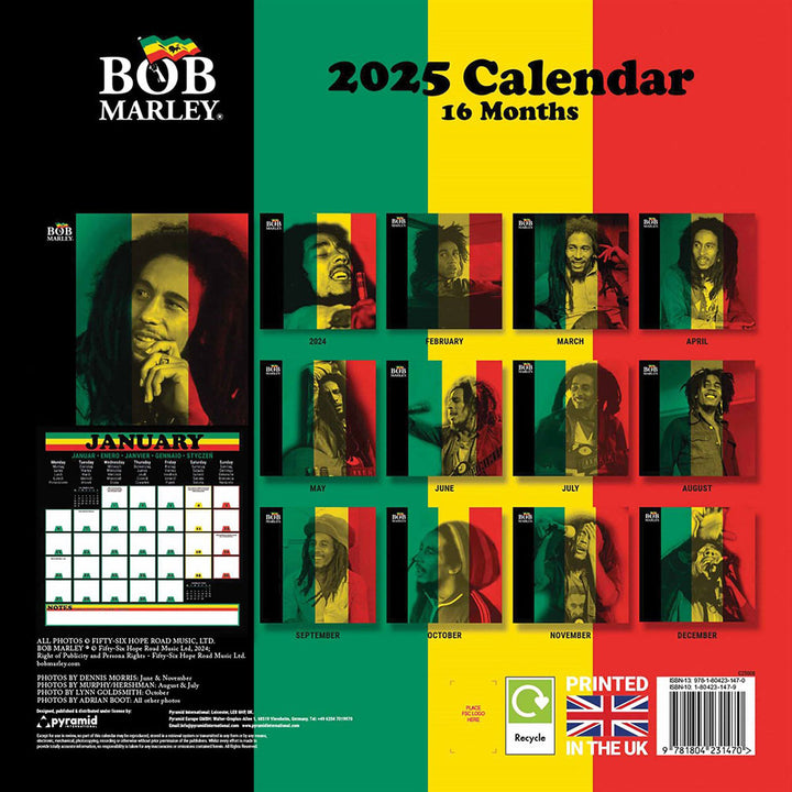 Bob Marley Square Calendar 2025 by Entertainment>Music>Bob Marley