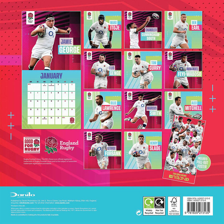 England RFU Square Calendar 2025 by Rugby>England RFU