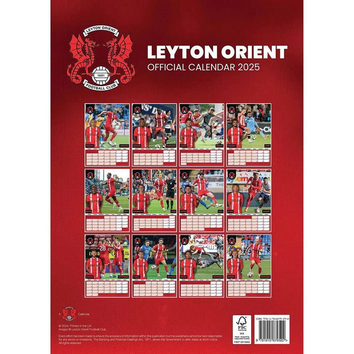 Leyton Orient FC A3 Calendar 2025 by Football>Football League>Leyton Orient FC