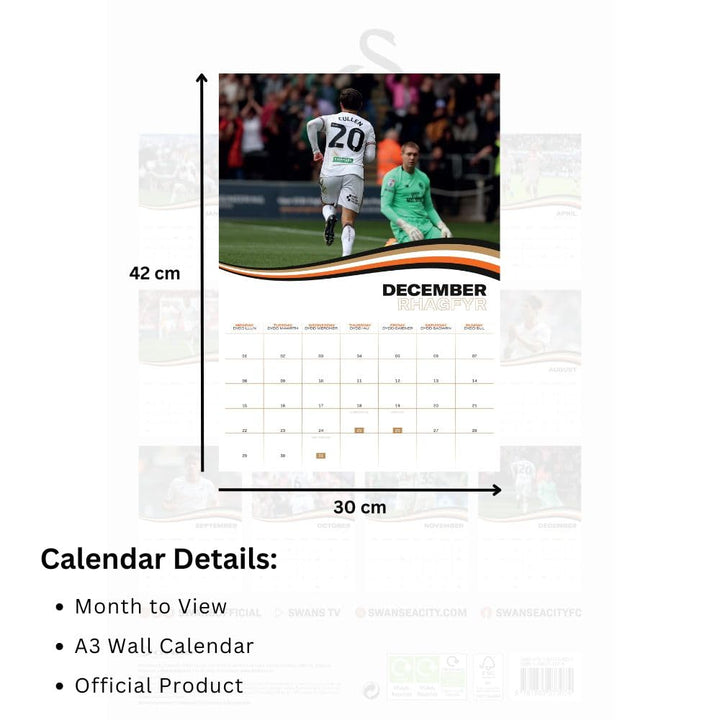 Swansea City AFC A3 Calendar 2025 by Football>Football League>Swansea City AFC