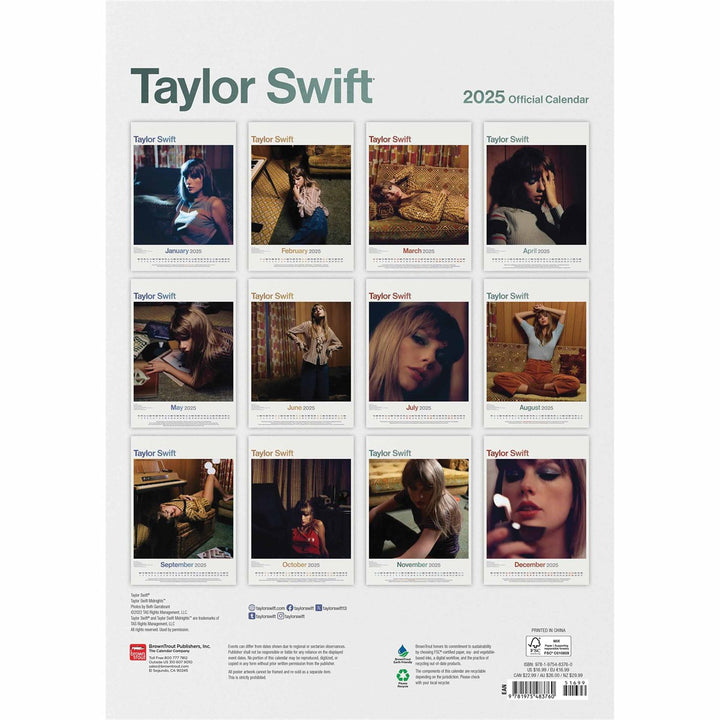 Taylor Swift A3 Calendar 2025 by Entertainment>Music>Taylor Swift