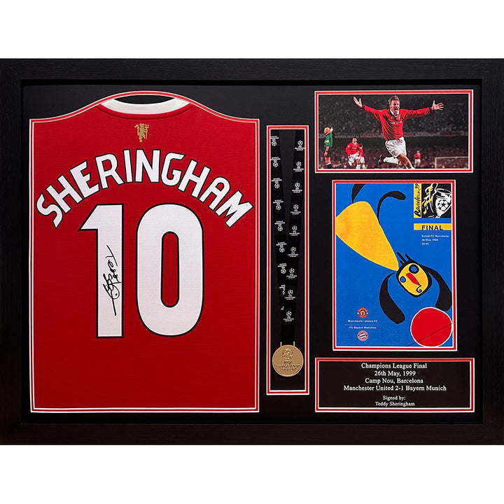 Manchester United FC Sheringham Signed Shirt & Medal (Framed) by Football>Premier League>Manchester United FC