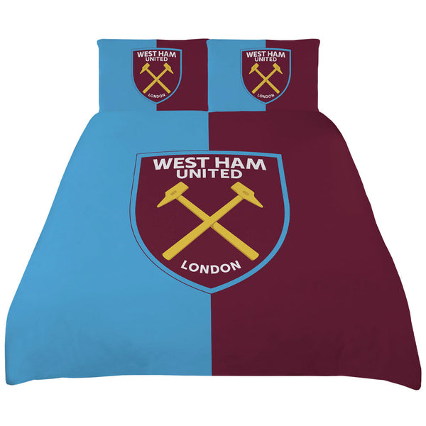 West Ham United FC Colour Split King Duvet Set by Football>Premier League>West Ham United FC