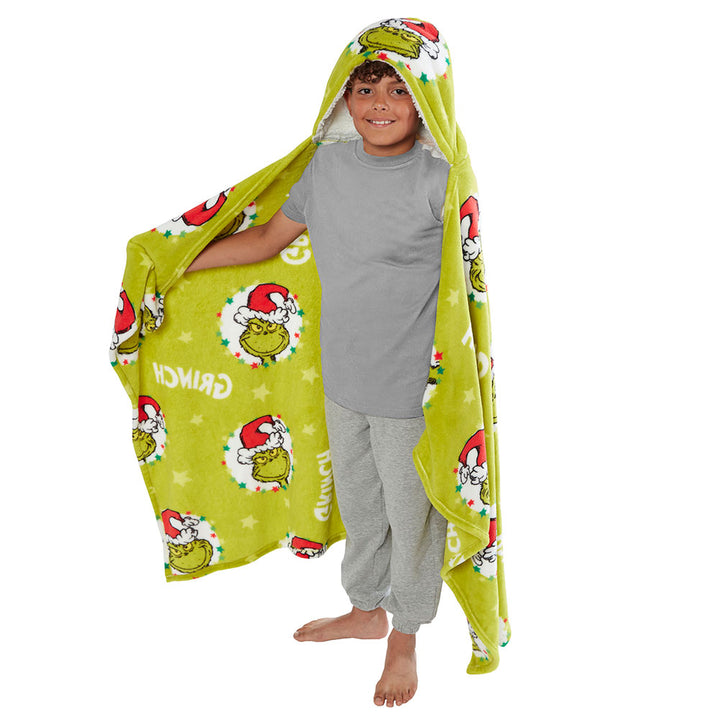 The Grinch Youths Hooded Blanket by Entertainment>Movies>The Grinch