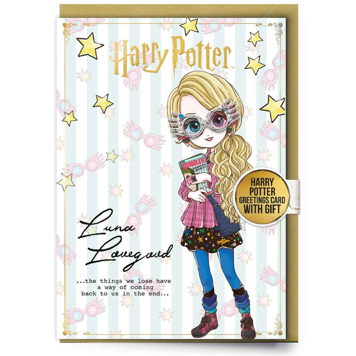 Harry Potter Luna Lovegood Greetings Card with Badge by Entertainment>Movies>Harry Potter