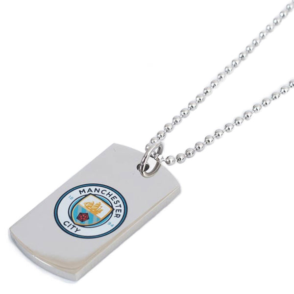 Manchester City FC Colour Crest Dog Tag & Chain