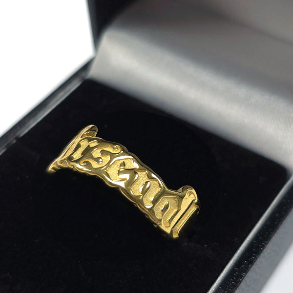 Arsenal FC 18ct Gold Plated on Silver Text Ring - T