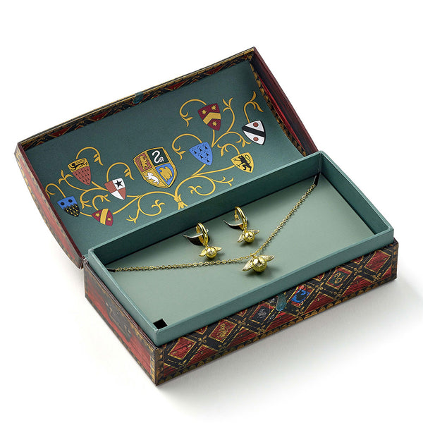 Harry Potter Golden Snitch Necklace & Earrings Gift Box