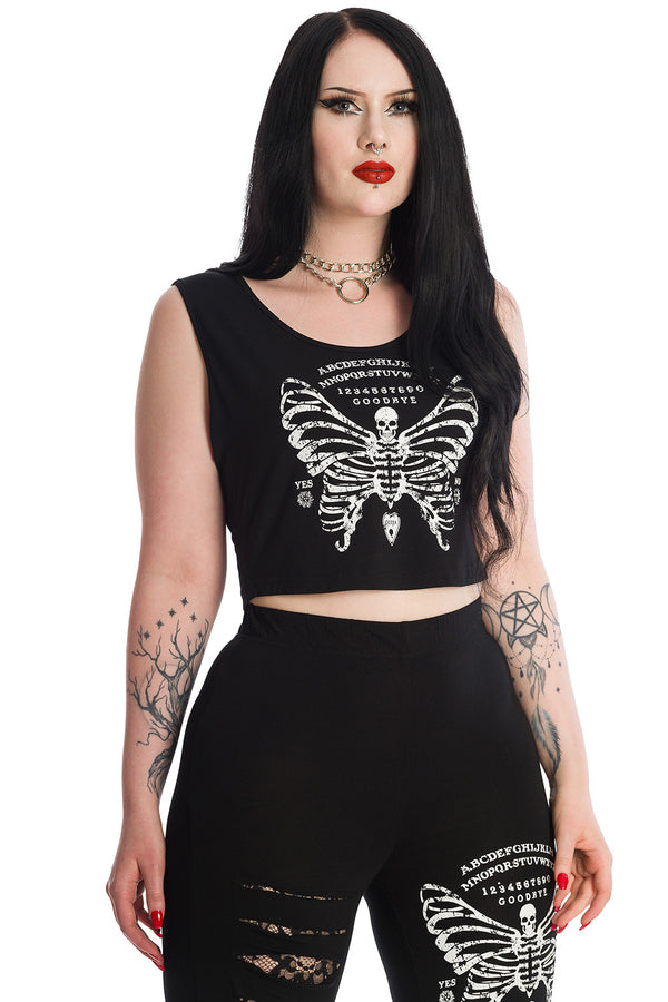 SKELETON BUTTERFLY CROPPED TOP