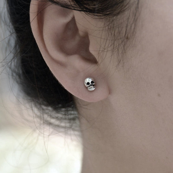 Tiny Skull Stud Earrings-0