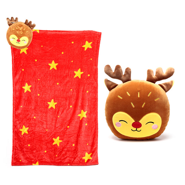 2-in-1 Blankeazzz Plush Toy & Travel Blanket - Festive Friends Christmas Rudolph XBLK01-0