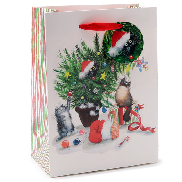 Christmas Gift Bag (Medium) - Kim Haskins Christmas Cats XGBAG109B by Puckator