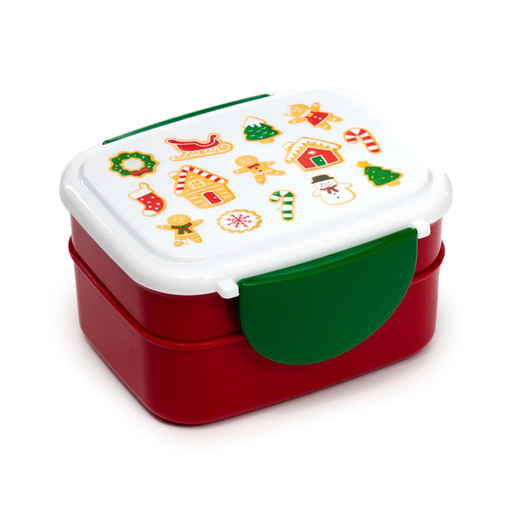 Bento Clip Lock Lunch Box with Cutlery - Christmas Baker Street Gingerbread  XLBOX113 by Puckator