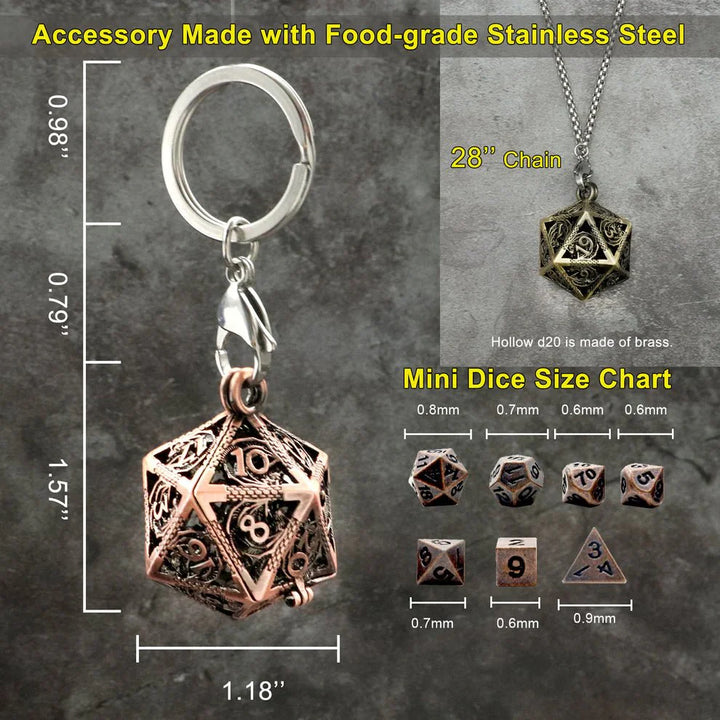 Antique Copper Mini Dice & Bronze Dice Cage Set by Haxtec