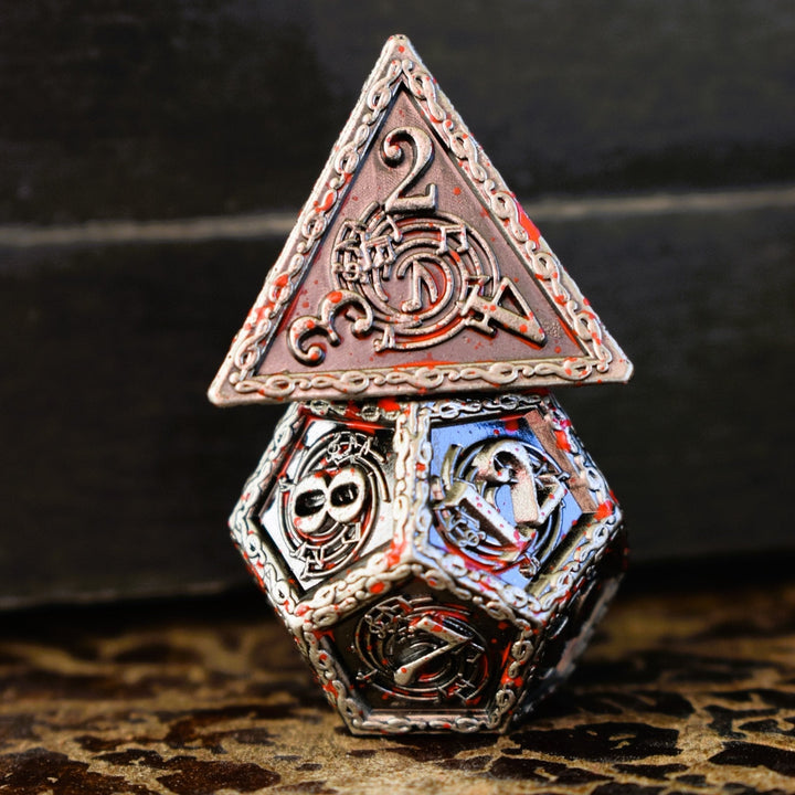 Ballad of the Bard Bloodstained Silver Metal Dice Set by Misty Mountain Gaming