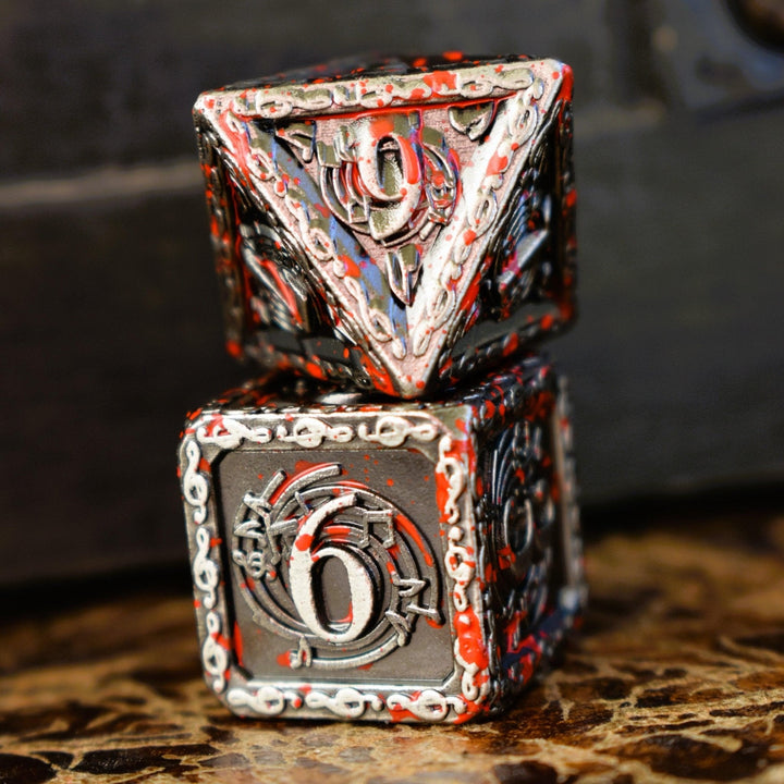 Ballad of the Bard Bloodstained Silver Metal Dice Set by Misty Mountain Gaming