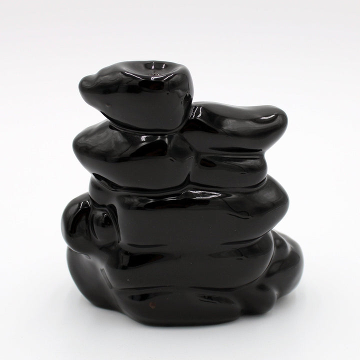 Black Ceramic Wide Steps Back Flow Incense Burner by Fantasy Gifts