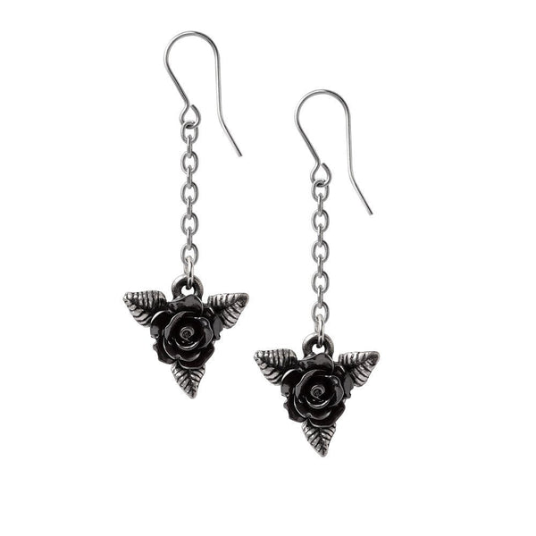 Black Rose Dropper Earrings by Alchemy of England